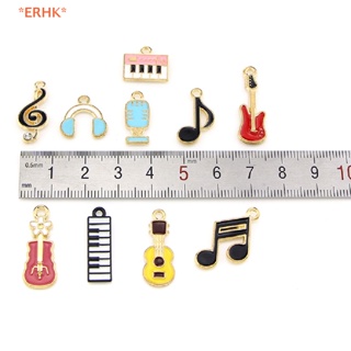 Erhk&gt; จี้รูปตัวโน้ตดนตรี เคลือบ 10 ชิ้น ต่อชุด สําหรับทําเครื่องประดับ สร้อยคอ สร้อยข้อมือ ต่างหู DIY