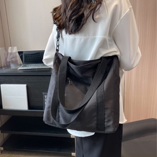 กระเป๋าสะพายไหล่ กระเป๋าถือ ผ้าแคนวาส ขนาดใหญ่ จุของได้เยอะ สไตล์เกาหลี และญี่ปุ่น แฟชั่นสําหรับสตรี มี 3 สี