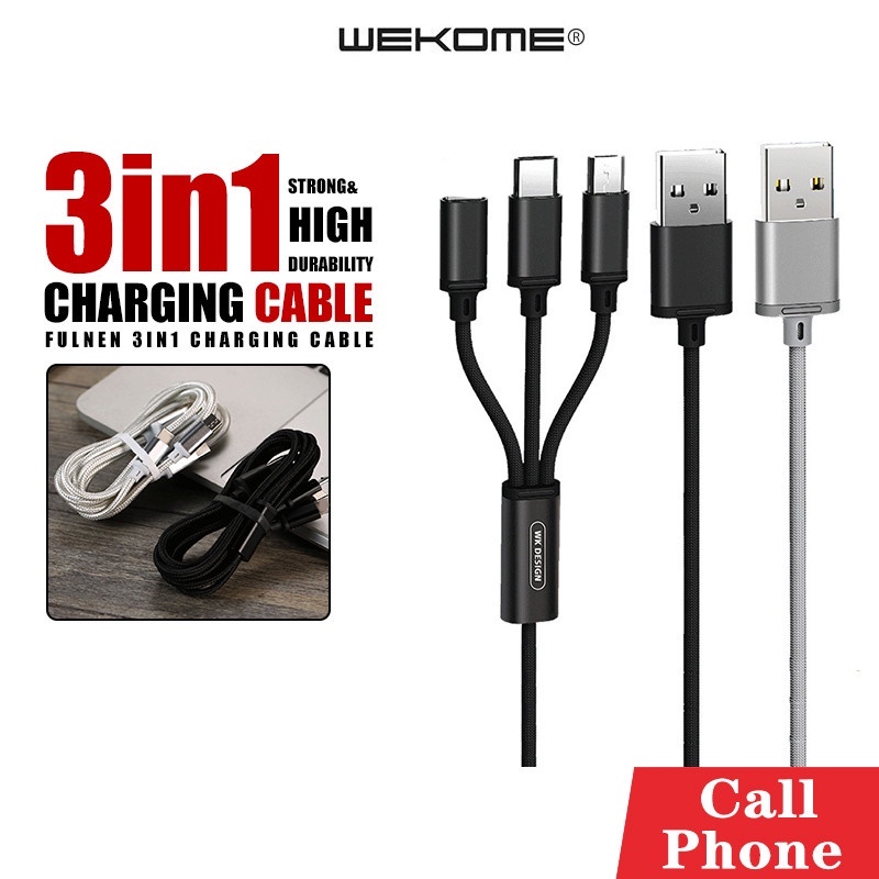 สายชาร์จโทรศัพท์-wekome-รุ่น-wdc-091th-3-in1-เพียงเส้นเดียว-ชาร์จเร็ว-charging-cable-แบบพกพา