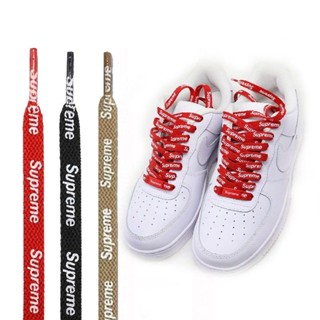 เหมาะสําหรับกองทัพอากาศ af1 เชือกผูกรองเท้า พิมพ์ลายตัวอักษร Supreme Co สีดํา สีแดง เข้ากับทุกการแต่งกาย สําหรับผู้ชาย 1 ชิ้น aj1