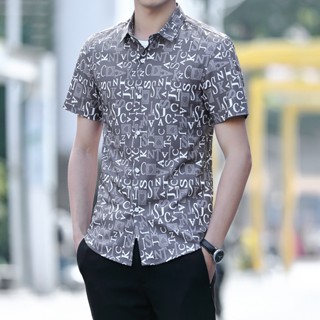 เสื้อเชิ้ตแขนห้าส่วนลําลอง เข้ารูป ป้องกันรอยย่น อินเทรนด์ฤดูใบไม้ผลิ และฤดูร้อน สไตล์เกาหลี สําหรับผู้ชาย