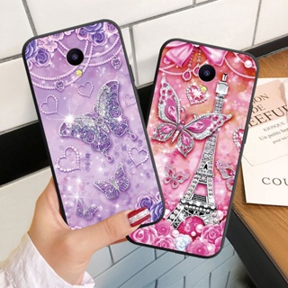 เคสโทรศัพท์มือถือ ซิลิโคนนุ่ม ลายผีเสื้อ ประดับเพชร สําหรับ Meizu M3 M5 Note M3S M5C