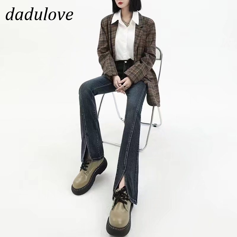 dadulove-new-korean-version-of-ulzzang-slit-jeans-high-waist-slim-fit-womens-trousers-niche-micro-bell-bottoms