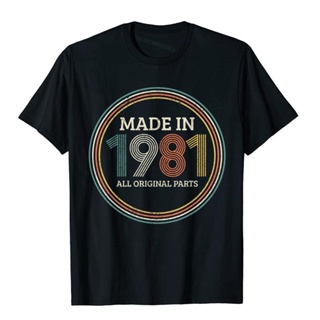 Mens 40th Birthday Funny Gift Retro Vintage 1981 Original Parts T-Shirt T-Shirts Unique Plain Men Shirts Fitness Co_03