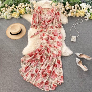 Vacation style two-piece suit 2020 new womens short strappy chiffon shirt sexy feminine fishtail skirt