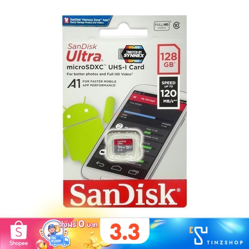 ภาพหน้าปกสินค้าSandisk Micro-SD 128 GB เมมโมรี่ไมโครเอสดีการ์ด 128 GB จากร้าน tinzshop บน Shopee