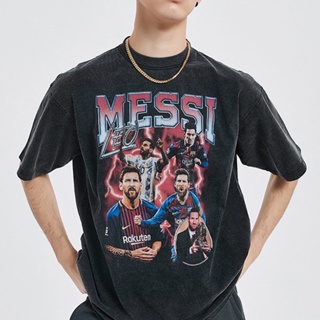 【เสื้อยืดสุดเท่เสื้อยืดผ้าฟอก messi 】ลายแฟชั่นยอเมสซี่ เสื้อโอเวอร์ไซส์ เสื้อฟุตบอล เสื้อลายมันส์ รุ่นขายดี jersey S-5XL