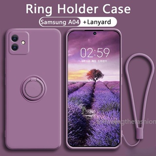 เคสโทรศัพท์มือถือ ซิลิโคนนิ่ม กันกระแทก พร้อมแหวนขาตั้งแม่เหล็ก สีแคนดี้ สําหรับ Samsung Galaxy A04 4G A04s A04e A14 5G