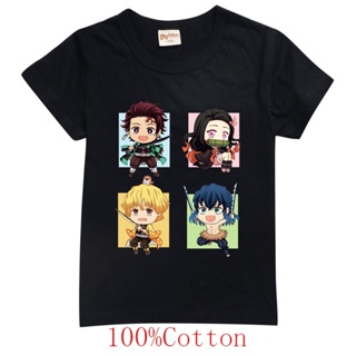 100% Cotton Spot 2021 Hot New Kimetsu No Yaiba Kids T Shirt Children Boys Girls Unisex Demon Slayer T-shirt 2-15Y_03