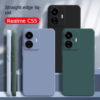 เคสซิลิโคนนิ่ม ทรงสี่เหลี่ยม สีพื้น ป้องกันเลนส์กล้อง สําหรับ Realme C55 NFC C 55 C35 C33 C31 C30 C30S
