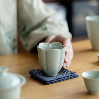 Song Qingglaze Series Celadon Plum Master Cup [Huayun] ชุดถ้วยชา ความจุขนาดใหญ่ สไตล์เรโทร [A019]