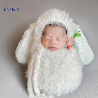 FL Infant Photography Props Rabbit Ears Hat Carrot Toy Photo  Props Newborns Bunny Costume Baby Shower Party Wear