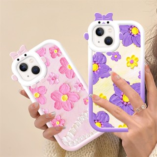 Case for OPPO A15 A12E A15S A53 A54 A57 A3S A72 A9 A5 2020 A96 A97 Kawii Girls Cute Pink Flower Monster Lens Clear Silicone Phone Cover DCG