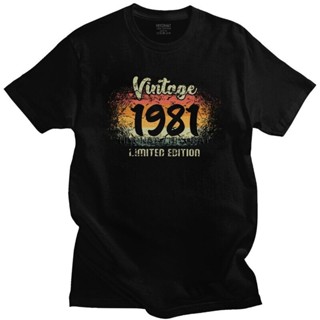 เสื้อยืดแขนสั้น ผ้าฝ้ายแท้ 100% พิมพ์ลาย Limited Edition 1981 สไตล์วินเทจ ของขวัญวันเกิด สําหรับผู้ชาย 40Th_03