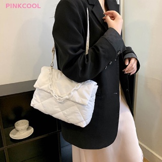 Pinkcool กระเป๋าถือ กระเป๋าสะพายไหล่ สะพายข้าง ผ้าฝ้าย แต่งสายโซ่คล้อง เข้ากับทุกการแต่งกาย แฟชั่นเรียบง่าย สําหรับสตรี