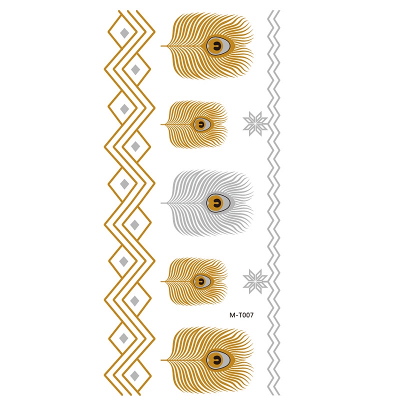 สติกเกอร์รอยสักปลอม-กันน้ํา-สีทอง-เครื่องประดับ-สร้อยข้อมือ-สร้อยคอ-สําหรับผู้หญิง-งานแต่งงาน-เทศกาล-แต่งหน้า