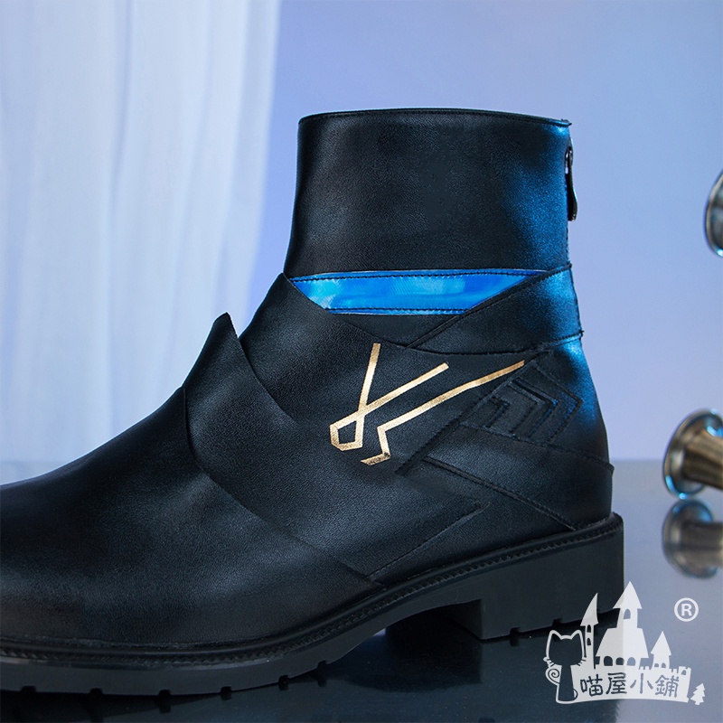deepsea-studio-quick-delivery-in-stock-genshin-dainsleif-cosprop-cosplay-custom-accessories-matte-pu-leather-shoes-for-men-and-women-blue-stripe-cos-shoes