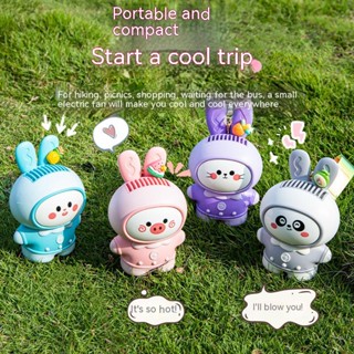 【พร้อมส่ง】ใหม่ พัดลมคล้องคอ แบบพกพา ชาร์จ USB ลายกระต่ายน่ารัก ไร้ใบพัด 2023