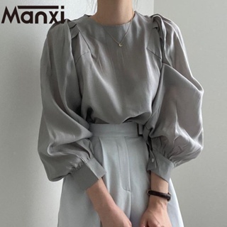 Manxi เสื้อแฟชั่น เสื้อเกาหลี สไตล์ฝรั่งเศส 2023 ใหม่ A25K0KT