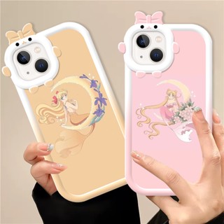 【Creative Camera Protection】Case for IPhone 14 13 12 11 Pro Promax 14Plus  X XS XR XSMAX Ins Sailor Moon Cute Monster Bow Tie Style Soft Matte TPU Casing DCG