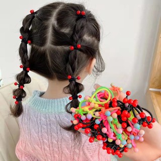 10 ชิ้น ความยืดหยุ่นสูง ลูกปัดสีแดง ขนาดเล็ก สายหนัง เด็ก สีลูกกวาด หัวเชือก อินเทรนด์ เด็กทารก เครื่องประดับผม เด็กผู้หญิง ถักเปีย ตกแต่งผ้าโพกศีรษะ