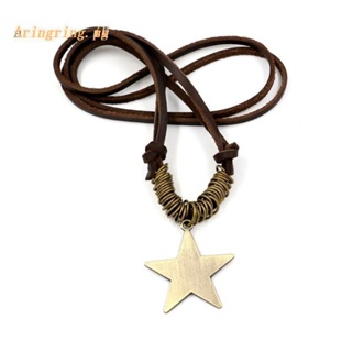 ARIN Star Cowhide Necklace Fashion Creative-Simple Hip-hop Boy Temperament Personality Punk Five-pointed Star Necklace P