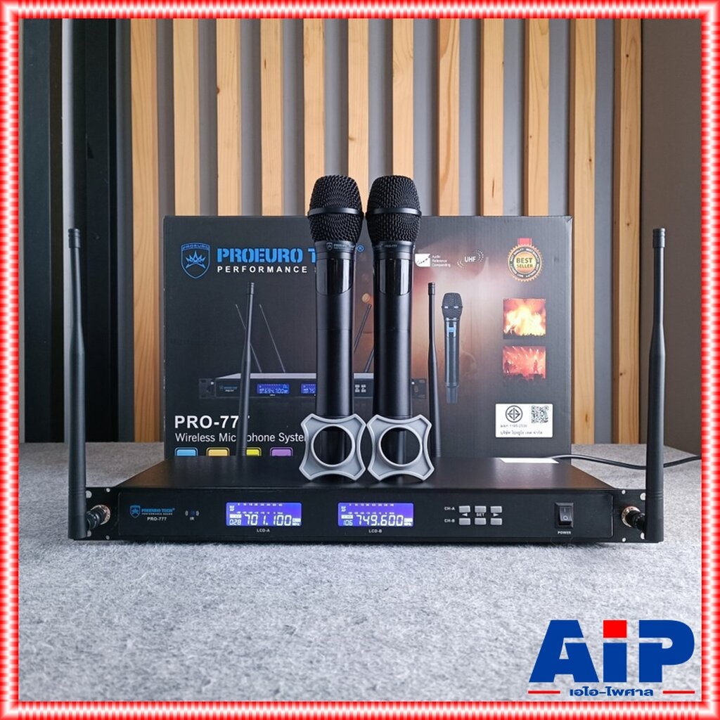 ไม่มีกระเป๋า-proeurotech-pro-777-ไมค์ลอยคู่uhf-ไมค์ลอยปรับความถี่-มี2ช่วงความถี่-โปรยูโรเทค-4เสารับสัญญาณ-pro-777-p