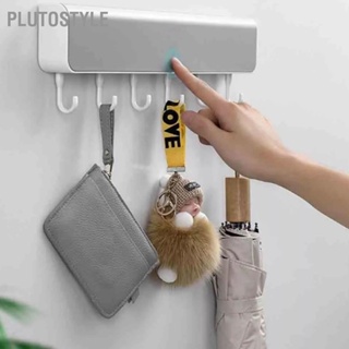 PLUTOSTYLE ตะขอแขวนแบบไม่เจาะตะขอติดผนังประหยัดพื้นที่ที่ใส่กุญแจสำหรับห้องครัวห้องน้ำสีเทา