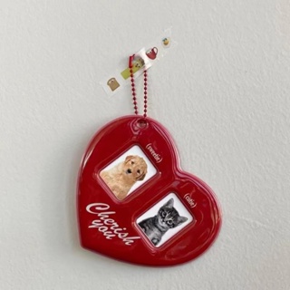 พวงกุญแจ จี้รูปหัวใจ id ขนาดเล็ก สีแดง สําหรับแขวนตกแต่ง