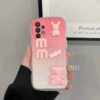 Casing เคส Samsung Galaxy A04s A13 A23 A33 A53 A73 A52 A52s A03s A02s A32 A22 4G 5G LTE Phone Case Hot Deals Gradient Pink Big Wave Cute Cartoon Three-dimensional Bear Soft Cover เคสโทรศัพท