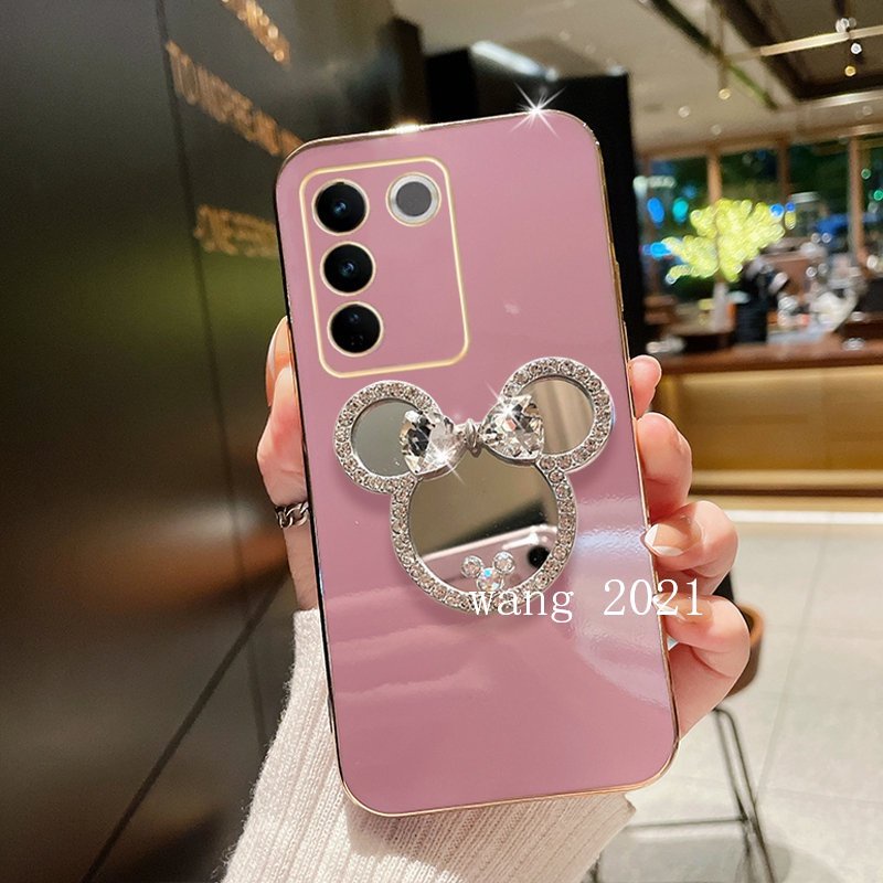 2023-new-phone-case-เคส-vivov27-vivo-v27e-v27-pro-5g-y02a-candy-plating-casing-cute-cartoon-rhinestone-makeup-mirror-vivo-v27-5g-phone-holder-soft-case-เคสโทรศัพท