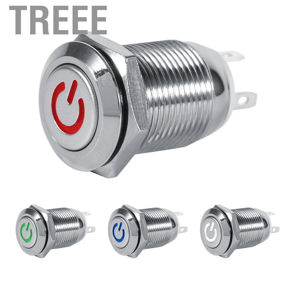 Treee 12mm LED Power Push Button Switch Waterproof Metal Momentary Type ...