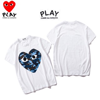 เสื้อยืดแขนสั้น ผ้าฝ้าย ระบายอากาศได้ดี พิมพ์ลายโลโก้ CDG PLAY คุณภาพสูง เข้ากับทุกการแต่งกาย แฟชั่นคู่รัก