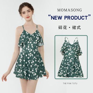 Momasong ชุดว่ายน้ําวันพีช ลายดอกไม้ UPF50+ ป้องกันหน้าท้อง สําหรับผู้หญิง ชุดว่ายน้ำสำหรับผู้หญิง