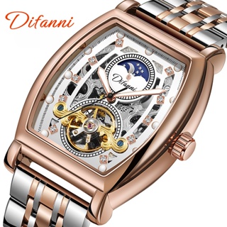 Difanni 6020 Barrel นาฬิกาข้อมืออัตโนมัติ Tourbillon Sun Moon Star สําหรับผู้ชาย