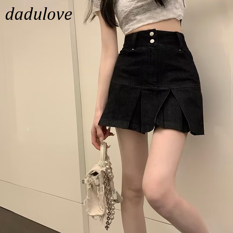 dadulove-new-korean-version-of-ins-high-waist-denim-skirt-loose-skirt-niche-short-skirt-package-hip-skirt