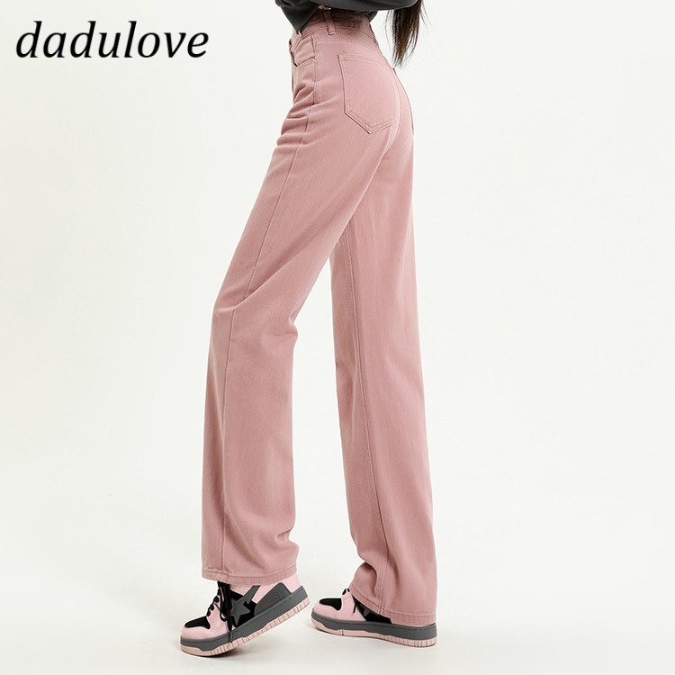 dadulove-new-american-dirty-pink-trousers-niche-high-waist-loose-denim-wide-leg-pants-womens-casual-pants