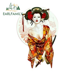 Earlfamily สติกเกอร์ไวนิล Samurai Geisha Warrior สไตล์ญี่ปุ่น 13 ซม. x 8.8 ซม. กันน้ํา สําหรับติดตกแต่งรถยนต์ แล็ปท็อป ตู้เย็น