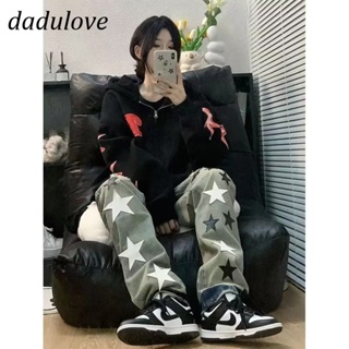 DaDulove💕 2023 New American Style Street Jeans Star Pattern Ripped Pants High Waist WOMENS Loose plus Size Trousers