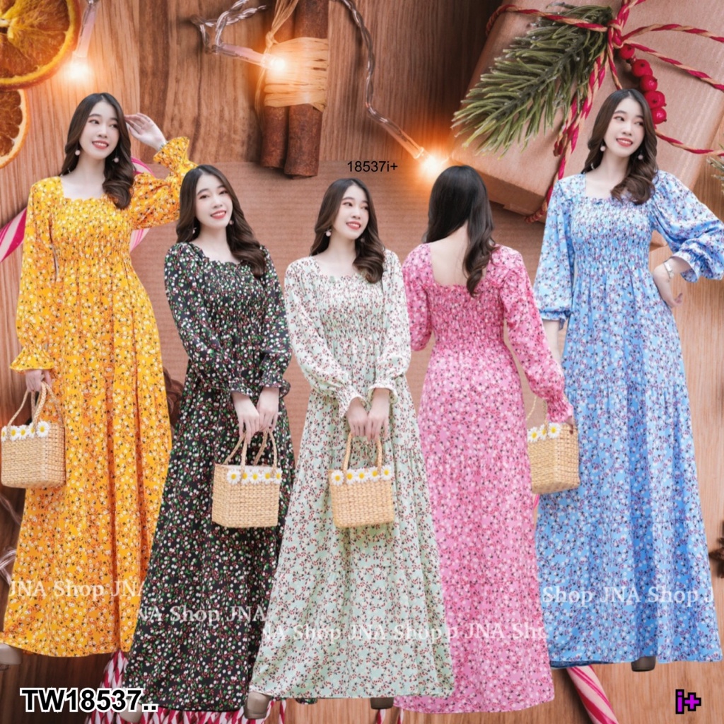 s4u-พร้อมส่ง-dress-เดรสสม๊อคอกลายดอกเล็ก-ชุดไปทะเล-ชุดไปเที่ยว-ชุดเดรส-ชุดทำงาน-ชุดเซ็ท