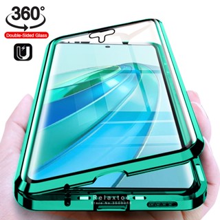 เคส Honer X9a 5G 360° เคสโทรศัพท์มือถือแบบแก้ว ฝาพับแม่เหล็ก สองด้าน สําหรับ HonorX9a Honor X9a X9 a X 9a 5G RMO-NX1 6.67 นิ้ว