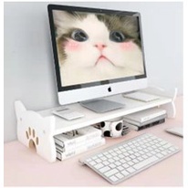 ชั้นวางหน้าจอคอมพิวเตอร์  แข็งแรงพร้อมที่เก็บของ ชั้นจัดเก็บโต๊ะ วางจอคอมพิวเตอร์รูปแบบแมวน่ารัก E0688