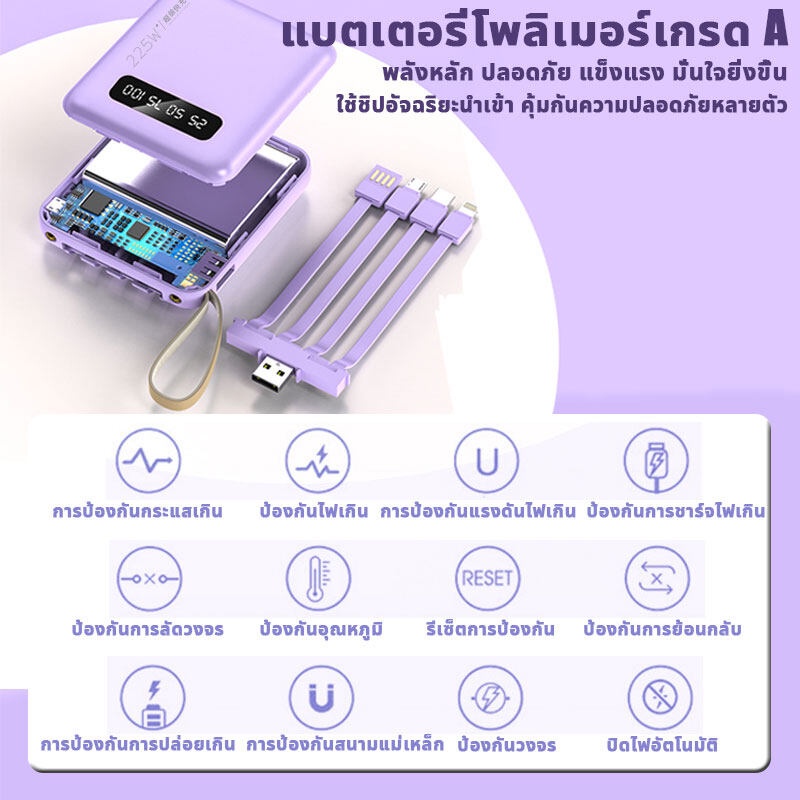 เพาเวอร์แบงค์-10000mah-สี่สายในตัว-แบตสำรอง-fast-charge-แบตสำรองมือถือ-ของแท้-ที่ชาร์ตแบตสํารอง-แบตเตอรี่สำรอง-powerbank