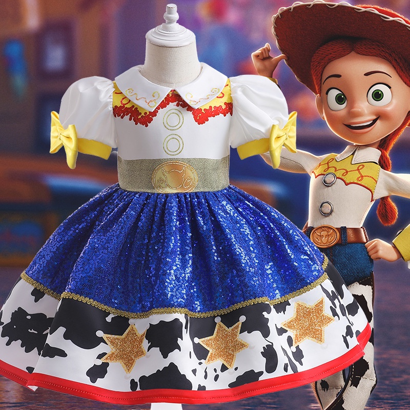 ชุดเดรสกระโปรงคอสเพลย์-toy-story-สีตัดกัน-สําหรับเด็กผู้หญิง