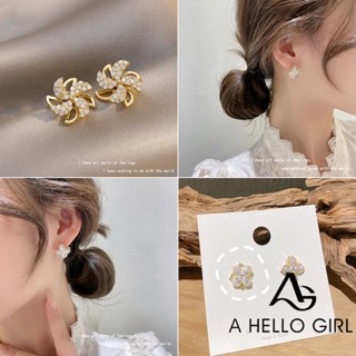 A HELLO GIRL สร้อยคอโซ่ ต่างหู จี้รูปกังหันลม สามารถหมุนได้ เหมาะกับของขวัญ แบบเรียบง่าย แฟชั่นฤดูร้อน สําหรับแฟนสาว