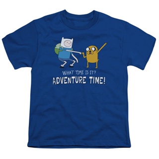 [S-5XL]เสื้อยืด พิมพ์ลายการ์ตูน Adventure Time Fist Bump สําหรับเด็ก สีฟ้า