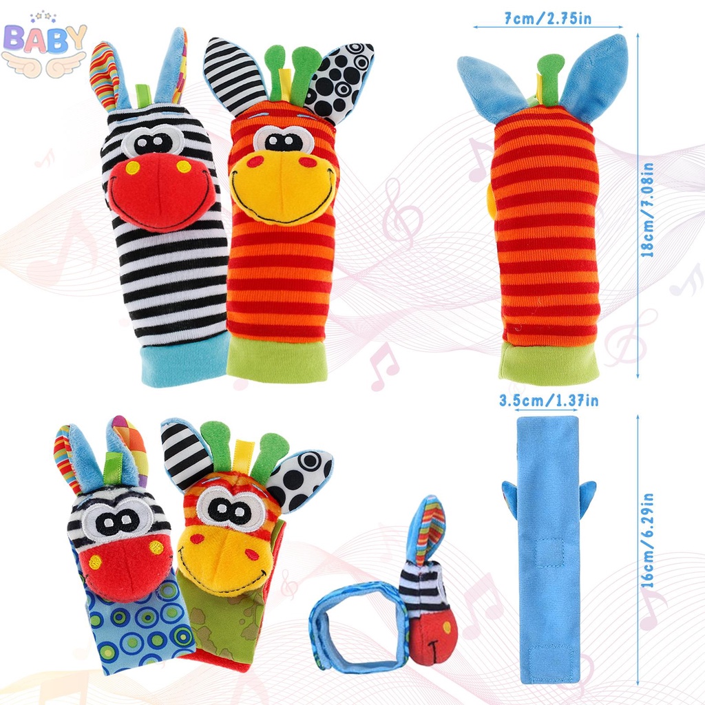 ตุ๊กตาข้อมือและถุงเท้าเสริมพัฒนาการ-พร้อมส่ง-foot-finder-and-wrist-rattle-set-ของเล่นเสริมพัฒนาการ