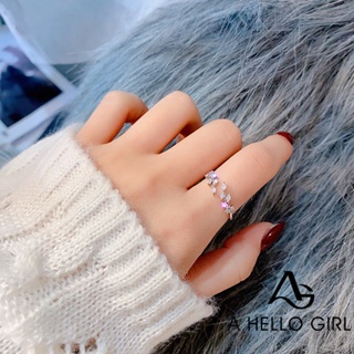 A HELLO GIRL Cincin แหวนเงิน 925 ประดับเพทายสไตล์เกาหลีสําหรับผู้หญิง