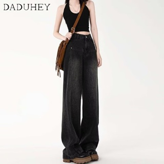 DaDuHey🎈 Womens Straight Loose Jeans Spring and Summer 2023 New High Waist Slimming Plus Size Wide Leg Mop Pants