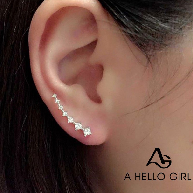 ภาพหน้าปกสินค้าA HELLO GIRL ต่างหูยาว ประดับพลอยเทียม เครื่องประดับ สไตล์เกาหลี ของขวัญแต่งงาน สําหรับผู้หญิง